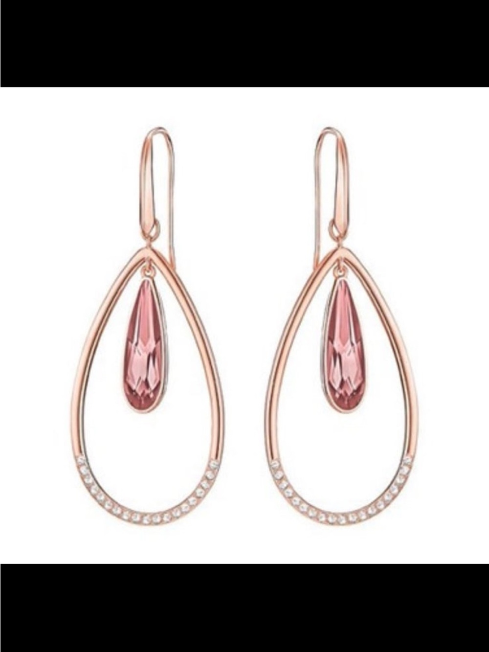 Swarovski Lisanne Oval Hoop Pierced Earrings, Rose Gold #1768